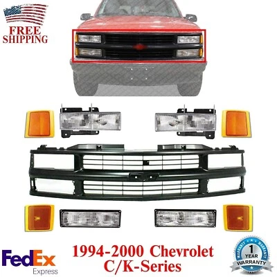 Rejilla delantera + faros y luces de señalización laterales para Chevrolet serie C/K 1994-2000 Foto 1 de 4