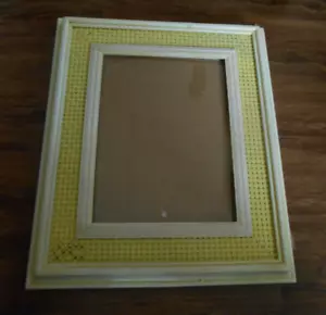 Wood Frame with woven insert Fits 12”x 9” picture Made in Mexico** Yellow Color! - Picture 1 of 7