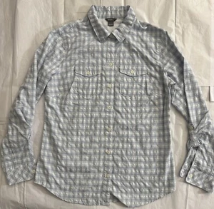 Neu ohne Etikett Eddie Bauer Gr. Medium Damen - Blasenoptik - Button-Down-Top - leicht blau/weiß - Bild 1 von 3