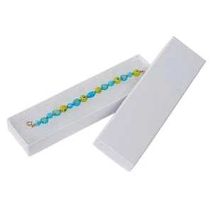 White Embossed Cotton Filled Jewelry Boxes - Case of 100 - Picture 1 of 2