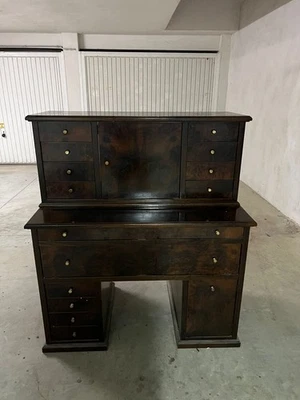 ANTICO SECRETAIRE BIEDERMEIER SEGRETO 1900 LEGNO NOCE RIBALTA SCRITTOIO EPOCA - Immagine 1 di 4