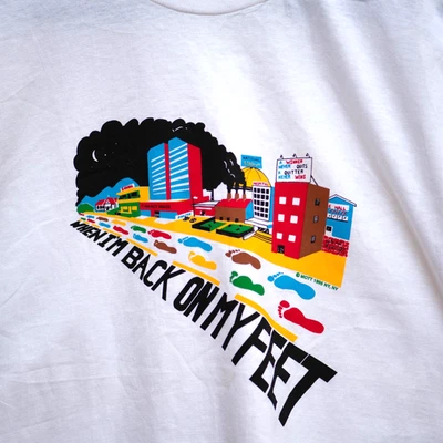 Vtg Graphic T-Shirt Single Stitch USA White Get Well Motivation Size M/L 90s Y2K - Image 1 of 4