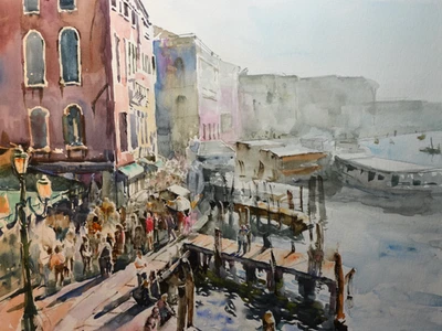 Original Venice, Italy Landscape Painting by Jay Jack Jung (b. 1955) Signed, COA - image 1 of 3