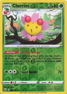 Cherrim Holo Rare Reverse Holo SWSH05: Battle Styles 008/163 NM - Image 1 of 2