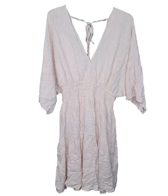 Vestido para mujer Love Stitch talla M fluido cuello en V rosa forrado cintura elástica nuevo Foto 1 de 4