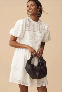 ANTHROPOLOGIE Forever That Girl Puffärmel Spitze Babydoll Minikleid XXSP Neu mit Etikett - Bild 1 von 11