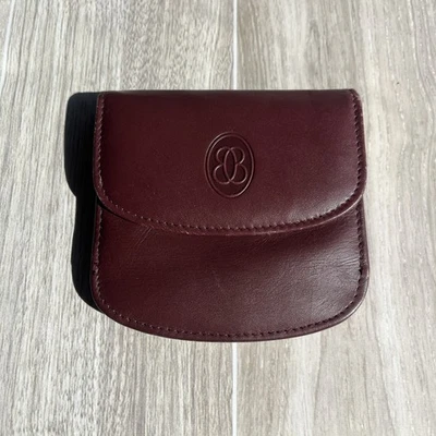 Mini Cartera Monedero Vintage Buxton Borgoña/Chocolate Cuero Ranuras para Monedas Foto 1 de 4