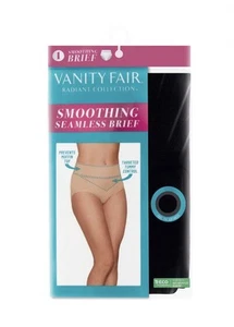 VANITY FAIR Radiant Collection Women's 3XL/10 Smoothing Seamless Brief • Black - Picture 1 of 9