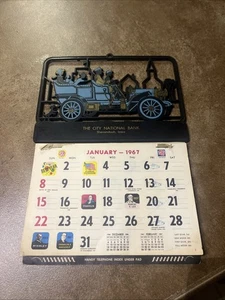 Vintage The City National Bank Shenandoah Iowa Calendar With Car Topper 1967 - Picture 1 of 9
