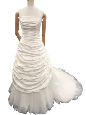 Justin Alexander Wedding Dress Ivory Strapless Beaded Tulle Skirt Train Size 6 - Image 1 of 4