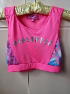 Pineapple Bright Pink Sports Crop Vest Top Age 9-10