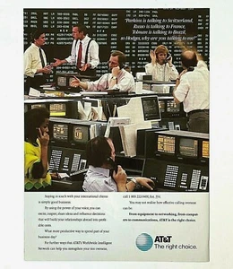 Teléfono de comunicación de piso comercial AT&T 1989 publicidad de colección anuncio impreso - Imagen 1 de 1