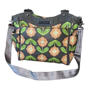 PETUNIA PICKLE BOTTOM Gray Floral Print Diaper Bag Shoulder Strap Handles 12x11 - Picture 1 of 12