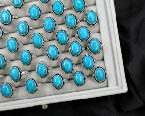 Blue Howlite Turquoise Crystal Ring Boho Handmade Turquoise Gemstone Bulk Rings