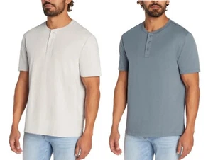 Camisa Henley de manga corta Gap para hombre nueva con etiquetas, azul y gris - Imagen 1 de 11