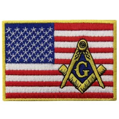 Patch Patches Flag Embroidered Iron on Biker Masonic Usa United States Square - Image 1 of 4
