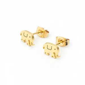 1 PAIRE PUCES ELEPHANT DORE BOUCLES D'OREILLES ACIER INOXYDABLE HYPOALLERGENIQUE - Imagen 1 de 2