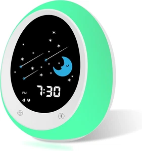 Reloj despertador para niños pequeños entrenamiento para dormir con sol luna máquina de sonido luz nocturna - Imagen 1 de 7