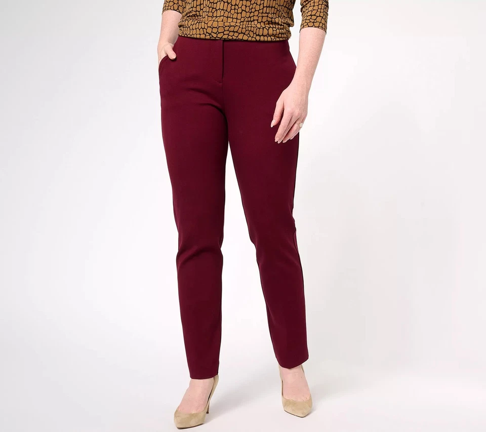 Pantalón Susan Graver Petite SmartPonte Pierna Recta Rich Wine 2X Nuevo Foto 1 de 1
