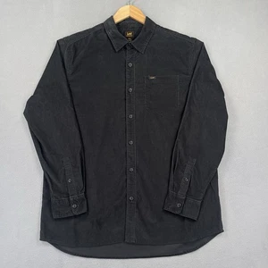 Vintage Lee Cordhemd Herren XL Schwarz Langarm Knopfleiste Western Klassiker - Bild 1 von 8