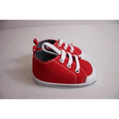 Красный холст Baby кроссовки кроватки обувь мягкая подошва младенца ходунки новорожденного - Изображение 1 из 4
