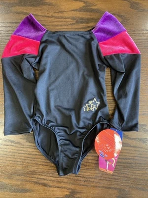 Leotardo manga larga gimnasia negro rosa Danskin Freestyle niñas talla XS 4/5 Foto 1 de 4