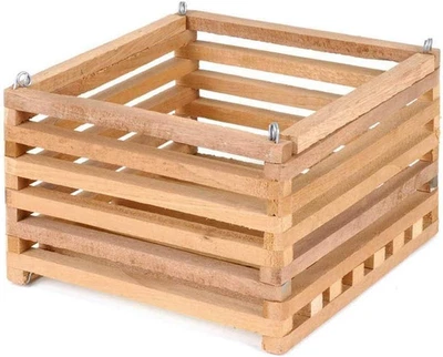 6 Inch Square Wooden Hanging Orchid Basket - Image 1 of 4