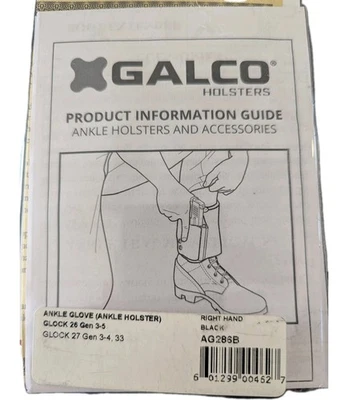 Кобура перчаточная на лодыжку Galco - для правой руки, черная, Glock 26/27/33 AG286: AG286B - Изображение 1 из 4