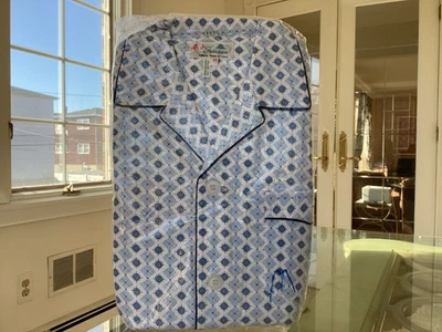 Nuevo en Paquete Conjunto Pijama Salón Asiático 100% Algodón Años 60 De Colección Azul Blanco Utilería MED Foto 1 de 2