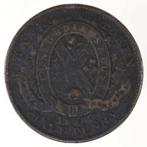 Ficha del Banco de Montreal de medio centavo Canadá 1844 KM#Tn18 - Imagen 1 de 2