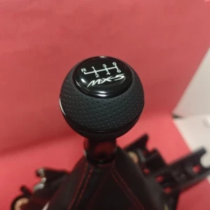 MS BLACK 6 LEATHER NECK SHIFT GEAR KNOB for MAZDA MX-5 SPORT NB NC ND CLUB MIATA - Picture 1 of 7