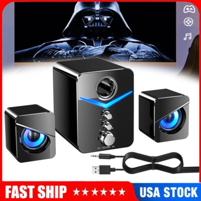 2.1 Computer Speakers for Desktop w/ Subwoofer Stereo Sound RGB USB PC Speakers - Image 1 of 4