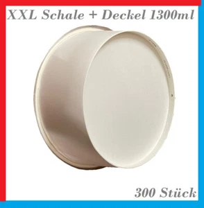 XXL Kraftpapier Einweg Schale Salatschale Weiss Pappschale + Deckel 1300 ml Bio - Bild 1 von 5