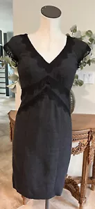 Vestido Vaina Rebecca Taylor Mujer 4 Gris Manga Casquillo Borde Encaje Cuello en V H - Imagen 1 de 8