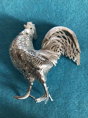 Magnifique Grand COQ neuf - métal argenté CHRISTOFLE Collection Lumière D’argent - Photo 1/4