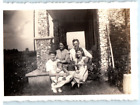 Vintage Photo 1940s, Cute Family and a baby posed on front porch, 3.5 x 2.5