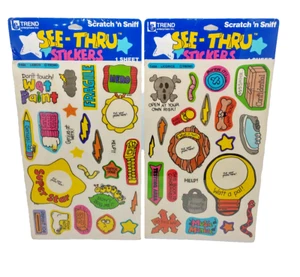 RARE - Vintage 80's 1984 TREND Scratch 'N Sniff See-Thru Stickers - 2 Sheet LOT - Picture 1 of 2