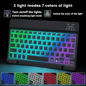 Backlit RGB Wireless Bluetooth Keyboard & Mouse Touchpad For IOS Android PC MAC - Picture 1 of 10