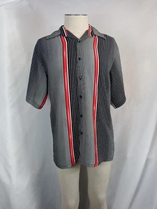 VTG Monzini Collection Shirt Men's Medium Button Down Bowling Style 90s Shirt - Picture 1 of 8