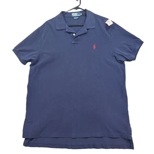 Ralph Lauren Poloshirt Herren 2XL Blau Einfarbig Custom Fit Kurzarm Vintage - Bild 1 von 12