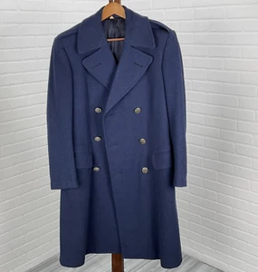 Pembroke Naval coat Mens 35R Blue Double Breasted Brass Eagle Buttons Wool - Picture 1 of 14