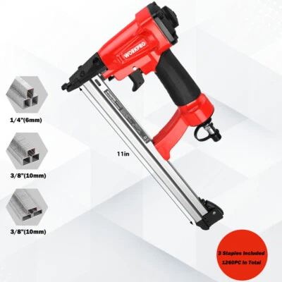 Pneumatic 20GA Staple Gun T50 Upholstery Stapler 200PC Capacity w/1260pc Staples - Image 1 of 4