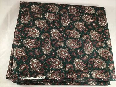 Marcus Brothers Green & Maroon Paisley Cotton Fabric 2 Yds x 45" Wide - Image 1 of 3