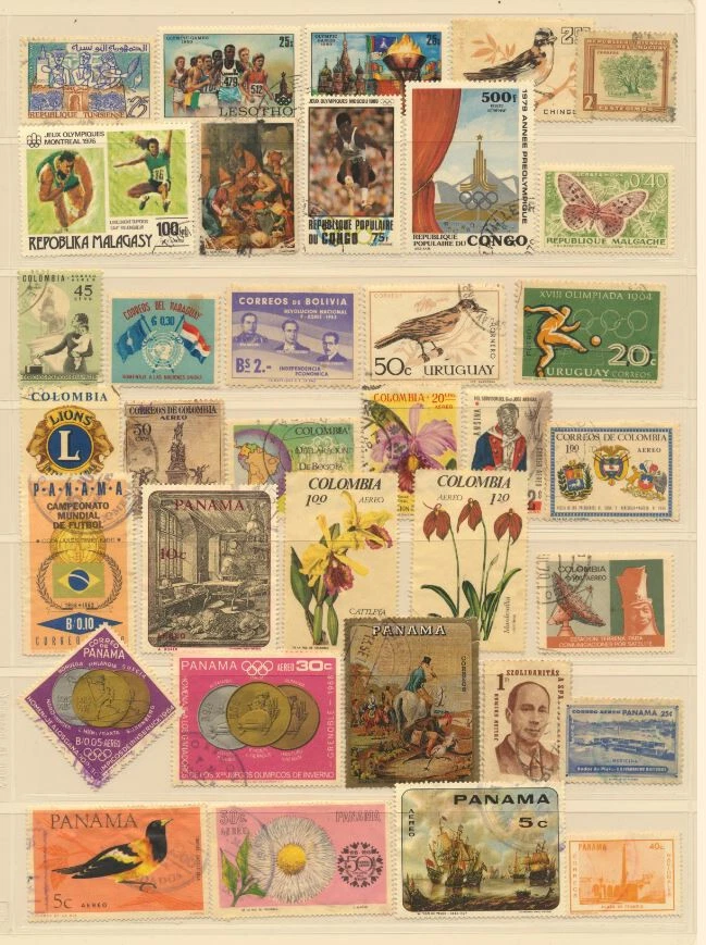 Group of 36 stamps Used / CTO Panama Colombia Uruguay Congo Other Birds Sports - Image 1 of 2