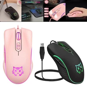 Cute Wired Gaming Mouse RGB Backlit Mute LED Optical Mice for PC Laptop Desktops - Picture 1 of 7
