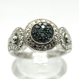 VELVET Rd BLUE DIAMOND .14CTW RING w/ Rhodium over Sterling Silver Size 6 NEW! - Picture 1 of 7