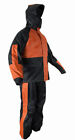 CD D C Mens 2 Piece Black & Orange Biker Motorcycle Hooded Rain Suits