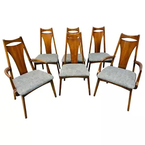 Mid-Century Modern Young Manufacturing Walnut Dining Chairs - Set of 6 - Picture 1 of 9