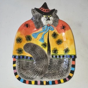Fritz & Floyd Kitty Witch Halloween Cat Orange Cape Canape Serving Plate - Picture 1 of 3