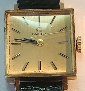 VINTAGE 14K YELLOW SOLID GOLD OMEGA WOMEN'S WIND-UP WATCH WORKING - Picture 1 of 12